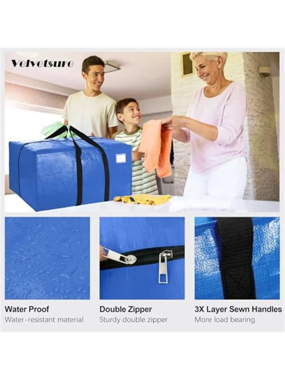 Heavy Duty Extra Large Moving Bags W/Backpack Straps - Strong Handles & Zippers